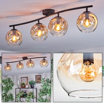 Ripoll Plafondlamp, Kogellampje Amber, Duidelijk, 4-lichts