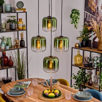 Lauden Hanglamp, Kogellampje, Hanglamp Groen, Duidelijk, 4-lichts