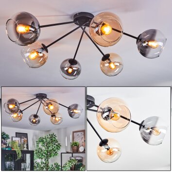 Koyoto Plafondlamp, Kogellampje 77.5 cm Amber, Duidelijk, Rookkleurig, 6-lichts