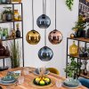 Koyoto Hanglamp, Kogellampje, Hanglamp Blauw, Goud, Koperkleurig, 4-lichts