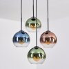 Koyoto Hanglamp, Kogellampje, Hanglamp Blauw, Groen, Duidelijk, Koperkleurig, 4-lichts