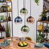 Koyoto Hanglamp, Kogellampje, Hanglamp Blauw, Groen, Duidelijk, Koperkleurig, 4-lichts
