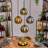 Koyoto Hanglamp, Kogellampje, Hanglamp Blauw, Goud, Groen, 4-lichts