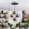 Koyoto Hanglamp, Kogellampje, Hanglamp Blauw, Goud, Groen, 4-lichts