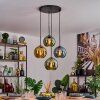 Koyoto Hanglamp, Kogellampje, Hanglamp Blauw, Goud, Groen, 4-lichts