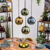 Koyoto Hanglamp, Kogellampje, Hanglamp Blauw, Goud, Groen, 4-lichts