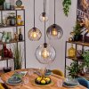 Koyoto Hanglamp, Kogellampje, Hanglamp Amber, Duidelijk, Rookkleurig, 4-lichts