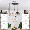 Koyoto Hanglamp, Kogellampje, Hanglamp Amber, Duidelijk, Rookkleurig, 4-lichts