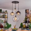Koyoto Hanglamp, Kogellampje, Hanglamp Amber, Duidelijk, Rookkleurig, 4-lichts