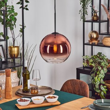 Koyoto Hanglamp, Kogellampje, Hanglamp Duidelijk, Koperkleurig, 1-licht