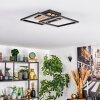 Rivano Plafondlamp LED Chroom, houtlook, Zwart, 1-licht