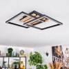 Rivano Plafondlamp LED Chroom, houtlook, Zwart, 1-licht
