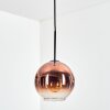 Koyoto Hanglamp, Kogellampje, Hanglamp Duidelijk, Koperkleurig, 1-licht