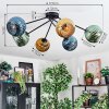 Koyoto Plafondlamp, Kogellampje 77.5 cm Blauw, Goud, Groen, 6-lichts