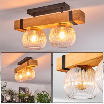 Sernadelo Plafondlamp, Kogellampje Natuurlijke kleuren, Zwart, 2-lichts