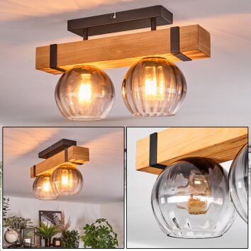 Sernadelo Plafondlamp, Kogellampje Natuurlijke kleuren, Zwart, 2-lichts