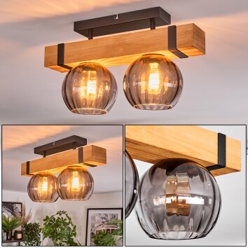 Sernadelo Plafondlamp, Kogellampje Natuurlijke kleuren, Zwart, 2-lichts