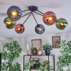 Koyoto Plafondlamp, Kogellampje 77.5 cm Blauw, Groen, Koperkleurig, 6-lichts
