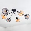 Koyoto Plafondlamp, Kogellampje 77.5 cm Amber, Rookkleurig, 6-lichts
