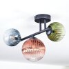 Chehalis Plafondlamp, Kogellampje Blauw, Groen, Duidelijk, Koperkleurig, 3-lichts