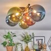 Chehalis Plafondlamp, Kogellampje Blauw, Groen, Koperkleurig, 5-lichts