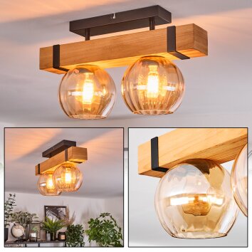 Sernadelo Plafondlamp, Kogellampje Natuurlijke kleuren, Zwart, 2-lichts