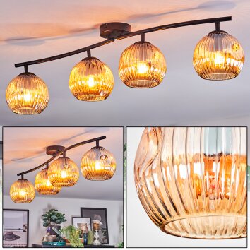 Ripoll Plafondlamp, Kogellampje Amber, 4-lichts