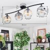 Ripoll Plafondlamp, Kogellampje Amber, Duidelijk, Rookkleurig, 4-lichts