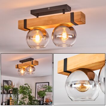 Sernadelo Plafondlamp, Kogellampje Natuurlijke kleuren, Zwart, 2-lichts