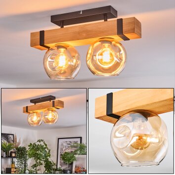 Sernadelo Plafondlamp, Kogellampje Natuurlijke kleuren, Zwart, 2-lichts