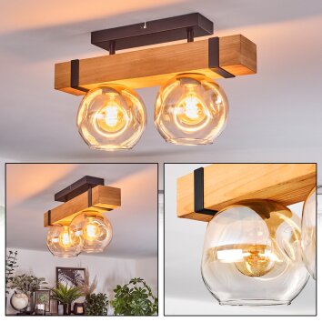 Sernadelo Plafondlamp, Kogellampje Natuurlijke kleuren, Zwart, 2-lichts