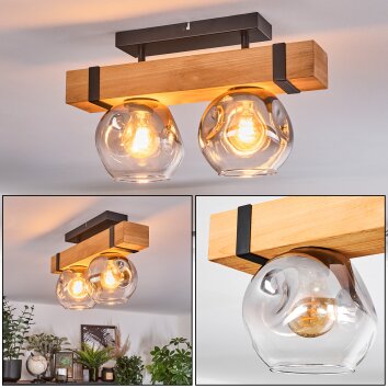 Sernadelo Plafondlamp, Kogellampje Natuurlijke kleuren, Zwart, 2-lichts