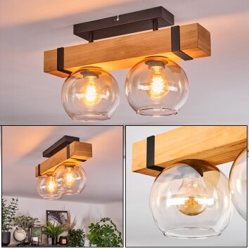 Sernadelo Plafondlamp, Kogellampje Natuurlijke kleuren, Zwart, 2-lichts