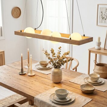 Zanin Hanglamp, Hanglamp Natuurlijke kleuren, Zwart, 4-lichts