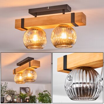 Sernadelo Plafondlamp, Kogellampje Natuurlijke kleuren, Zwart, 2-lichts