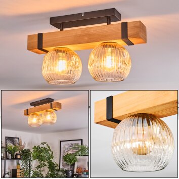 Sernadelo Plafondlamp, Kogellampje Natuurlijke kleuren, Zwart, 2-lichts