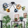 Koyoto Plafondlamp, Kogellampje 77.5 cm Blauw, Goud, Groen, Duidelijk, 6-lichts