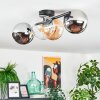 Koyoto Plafondlamp, Kogellampje Amber, Chroom, Duidelijk, Rookkleurig, 4-lichts