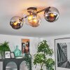 Koyoto Plafondlamp, Kogellampje Amber, Chroom, Duidelijk, Rookkleurig, 4-lichts
