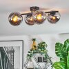 Koyoto Plafondlamp, Kogellampje Chroom, Duidelijk, Rookkleurig, 4-lichts