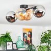 Koyoto Plafondlamp, Kogellampje Amber, Chroom, Rookkleurig, 4-lichts