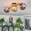 Koyoto Plafondlamp, Kogellampje Amber, Chroom, Rookkleurig, 4-lichts