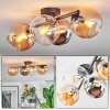 Koyoto Plafondlamp, Kogellampje Amber, Chroom, Duidelijk, Rookkleurig, 4-lichts