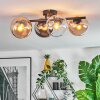 Koyoto Plafondlamp, Kogellampje Amber, Chroom, Duidelijk, Rookkleurig, 4-lichts