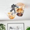 Koyoto Plafondlamp, Kogellampje Amber, Chroom, Duidelijk, Rookkleurig, 4-lichts