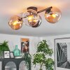 Koyoto Plafondlamp, Kogellampje Amber, Chroom, Duidelijk, Rookkleurig, 4-lichts