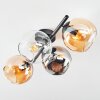 Koyoto Plafondlamp, Kogellampje Amber, Chroom, Duidelijk, Rookkleurig, 4-lichts