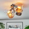 Koyoto Plafondlamp, Kogellampje Amber, Chroom, Duidelijk, Rookkleurig, 4-lichts