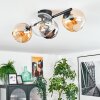 Koyoto Plafondlamp, Kogellampje Amber, Chroom, Duidelijk, Rookkleurig, 4-lichts