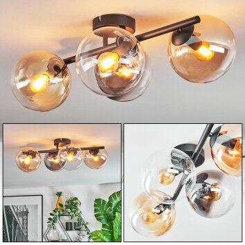 Gastor Plafondlamp, Kogellampje Amber, Duidelijk, Rookkleurig, 4-lichts